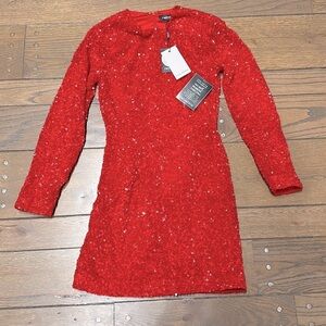 Retrofete Nikki Long Sleeve Sequin Party Dress